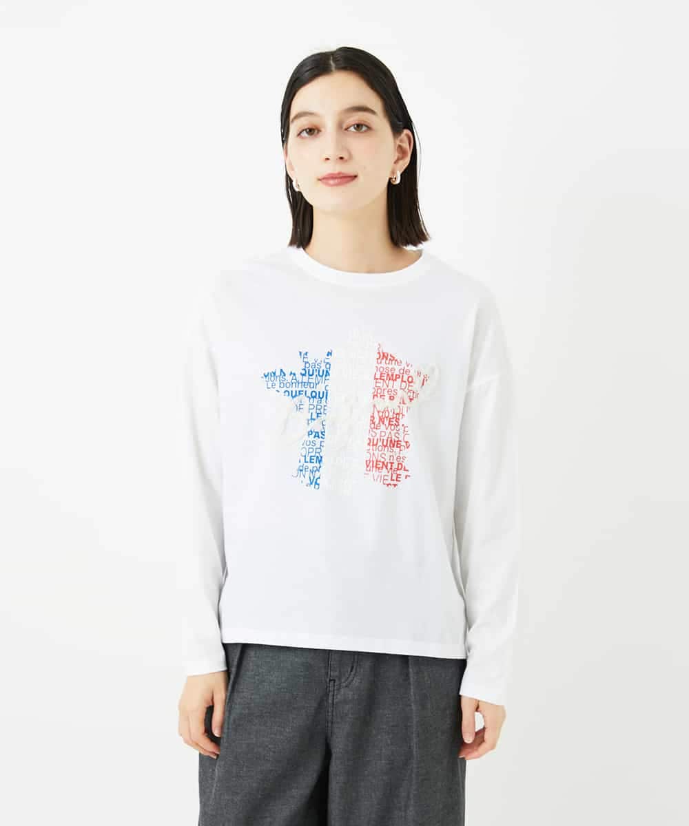 NSKAF97170 Maison de CINQ(メゾン ドゥ サンク) ロゴ刺繍コットンカットソー ブルーグリーン