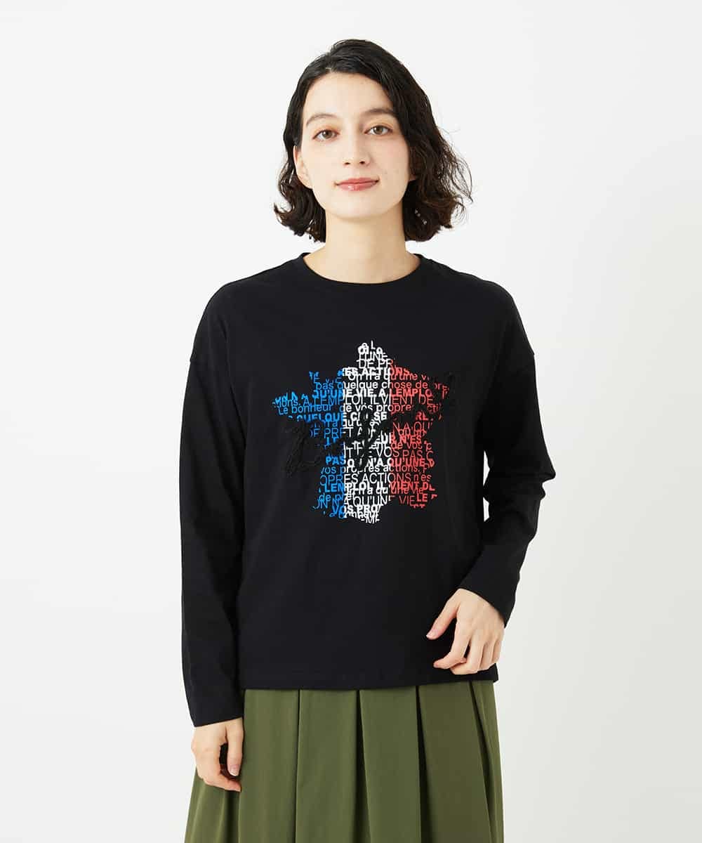 NSKAF97170 Maison de CINQ(メゾン ドゥ サンク) ロゴ刺繍コットンカットソー ブラック