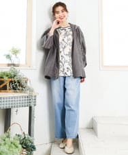 OLBFD27089 eur3(エウルキューブ) 【大きいサイズ】スカーフプリントブラウス アイボリー
