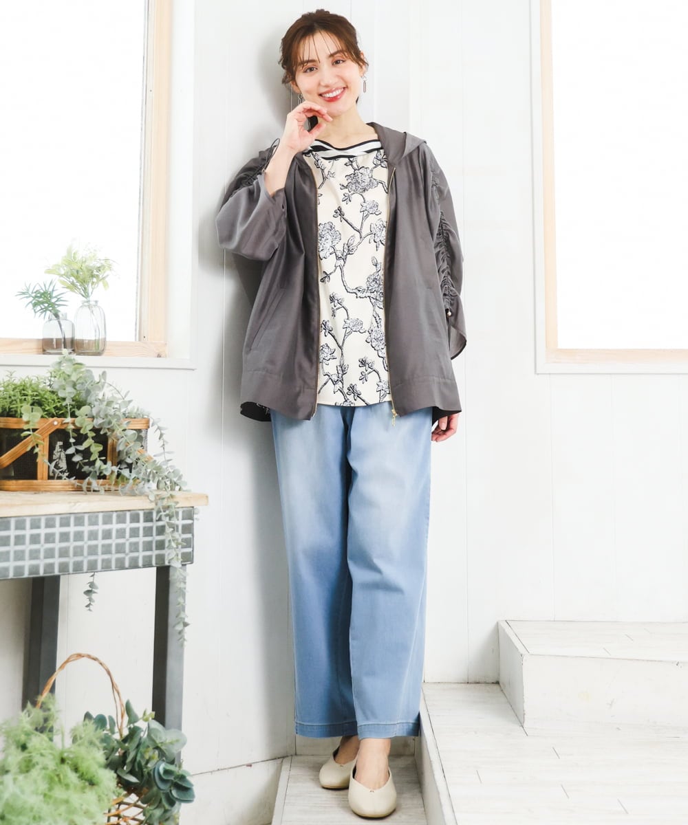 OLBFD27089 eur3(エウルキューブ) 【大きいサイズ】スカーフプリントブラウス アイボリー
