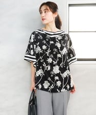 OLBFD27089 eur3(エウルキューブ) 【大きいサイズ】スカーフプリントブラウス ブラック