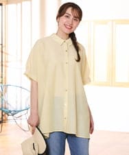 OLBHD32089 eur3(エウルキューブ) 【大きいサイズ/接触冷感】シア―ボクシーシルエットブラウス ライトイエロー