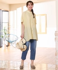 OLBHD32089 eur3(エウルキューブ) 【大きいサイズ/接触冷感】シア―ボクシーシルエットブラウス ライトイエロー