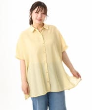 OLBHD32089 eur3(エウルキューブ) 【大きいサイズ/接触冷感】シア―ボクシーシルエットブラウス ライトイエロー