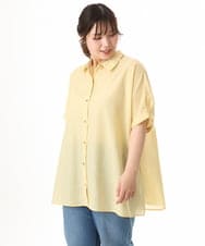 OLBHD32089 eur3(エウルキューブ) 【大きいサイズ/接触冷感】シア―ボクシーシルエットブラウス ライトイエロー