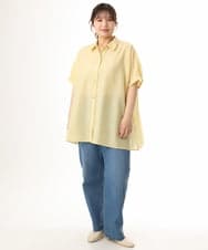 OLBHD32089 eur3(エウルキューブ) 【大きいサイズ/接触冷感】シア―ボクシーシルエットブラウス ライトイエロー