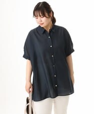 OLBHD32089 eur3(エウルキューブ) 【大きいサイズ/接触冷感】シア―ボクシーシルエットブラウス ネイビー