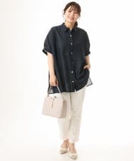 OLBHD32089 eur3(エウルキューブ) 【大きいサイズ/接触冷感】シア―ボクシーシルエットブラウス ネイビー