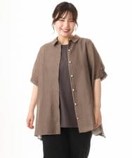 OLBHD32089 eur3(エウルキューブ) 【大きいサイズ/接触冷感】シア―ボクシーシルエットブラウス ダークブラウン