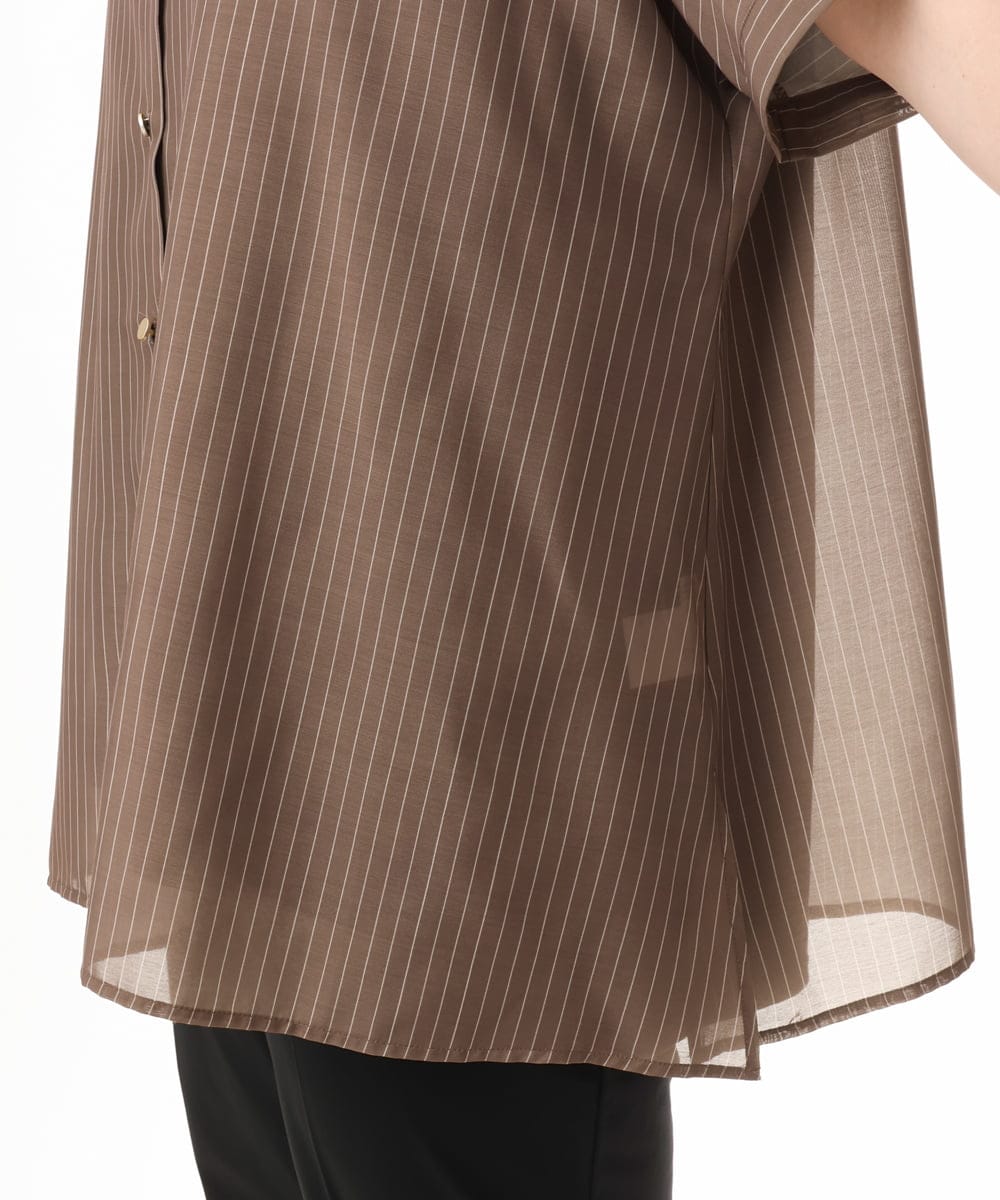 OLBHD32089 eur3(エウルキューブ) 【大きいサイズ/接触冷感】シア―ボクシーシルエットブラウス ダークブラウン