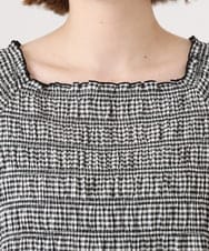 OLBID47089 eur3(エウルキューブ) 【大きいサイズ/速乾】ギンガムチェックシャーリングブラウス ホワイト