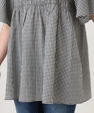 OLBID47089 eur3(エウルキューブ) 【大きいサイズ/速乾】ギンガムチェックシャーリングブラウス ホワイト
