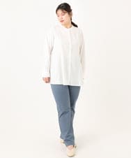 OLBLA12099 eur3(エウルキューブ) 【大きいサイズ】バンドカラーブラウス ホワイト(90)