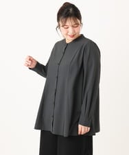 OLBLA12099 eur3(エウルキューブ) 【大きいサイズ】バンドカラーブラウス ダークグレー(93)