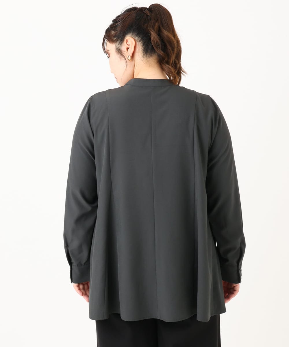 OLBLA12099 eur3(エウルキューブ) 【大きいサイズ】バンドカラーブラウス ダークグレー(93)