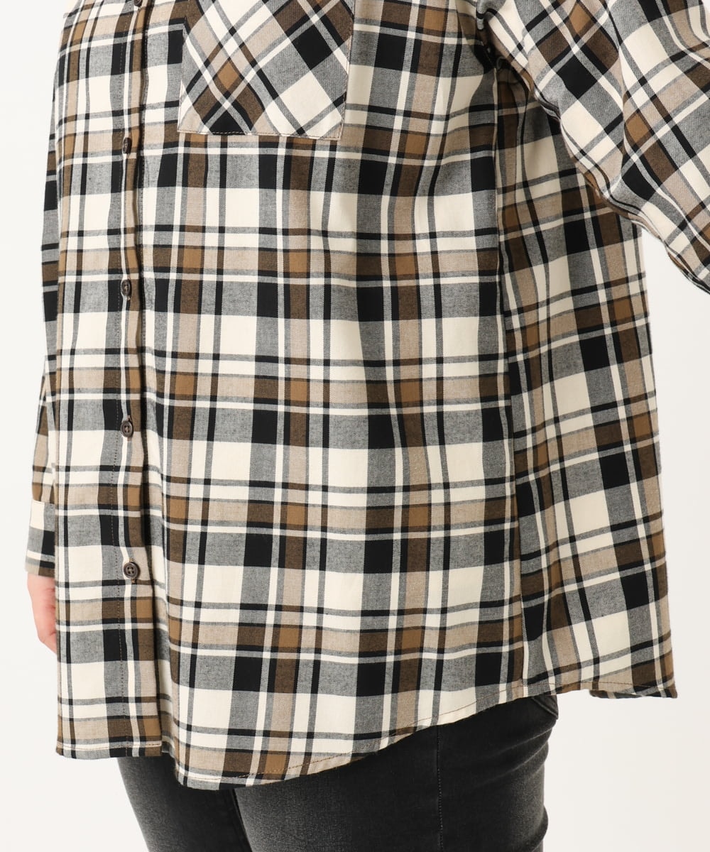 OLBLA13099 eur3(エウルキューブ) 【大きいサイズ】チェック柄ネルシャツ モカ(84)