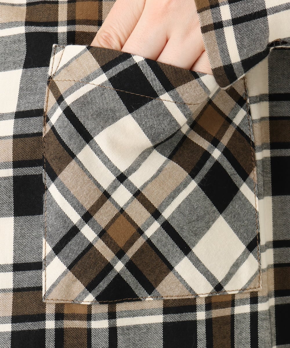 OLBLA13099 eur3(エウルキューブ) 【大きいサイズ】チェック柄ネルシャツ モカ(84)