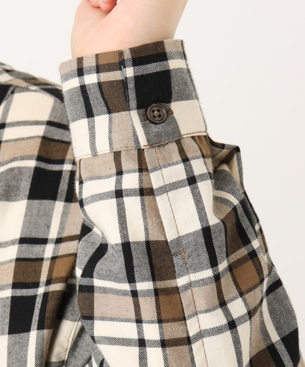 OLBLA13099 eur3(エウルキューブ) 【大きいサイズ】チェック柄ネルシャツ モカ(84)