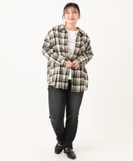 OLBLA13099 eur3(エウルキューブ) 【大きいサイズ】チェック柄ネルシャツ モカ(84)