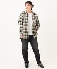 OLBLA13099 eur3(エウルキューブ) 【大きいサイズ】チェック柄ネルシャツ モカ(84)