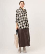 OLBLA13099 eur3(エウルキューブ) 【大きいサイズ】チェック柄ネルシャツ モカ(84)