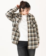 OLBLA13099 eur3(エウルキューブ) 【大きいサイズ】チェック柄ネルシャツ モカ(84)