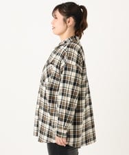 OLBLA13099 eur3(エウルキューブ) 【大きいサイズ】チェック柄ネルシャツ モカ(84)