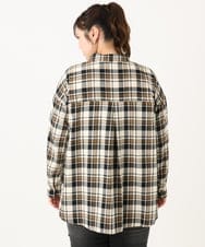 OLBLA13099 eur3(エウルキューブ) 【大きいサイズ】チェック柄ネルシャツ モカ(84)