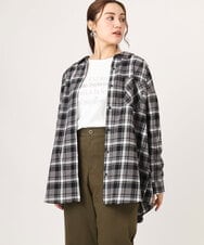 OLBLA13099 eur3(エウルキューブ) 【大きいサイズ】チェック柄ネルシャツ ブラック(94)