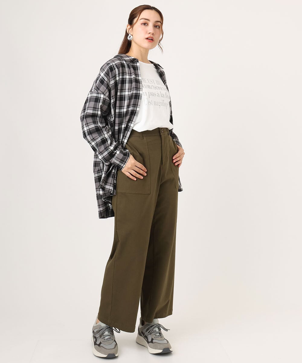 OLBLA13099 eur3(エウルキューブ) 【大きいサイズ】チェック柄ネルシャツ ブラック(94)