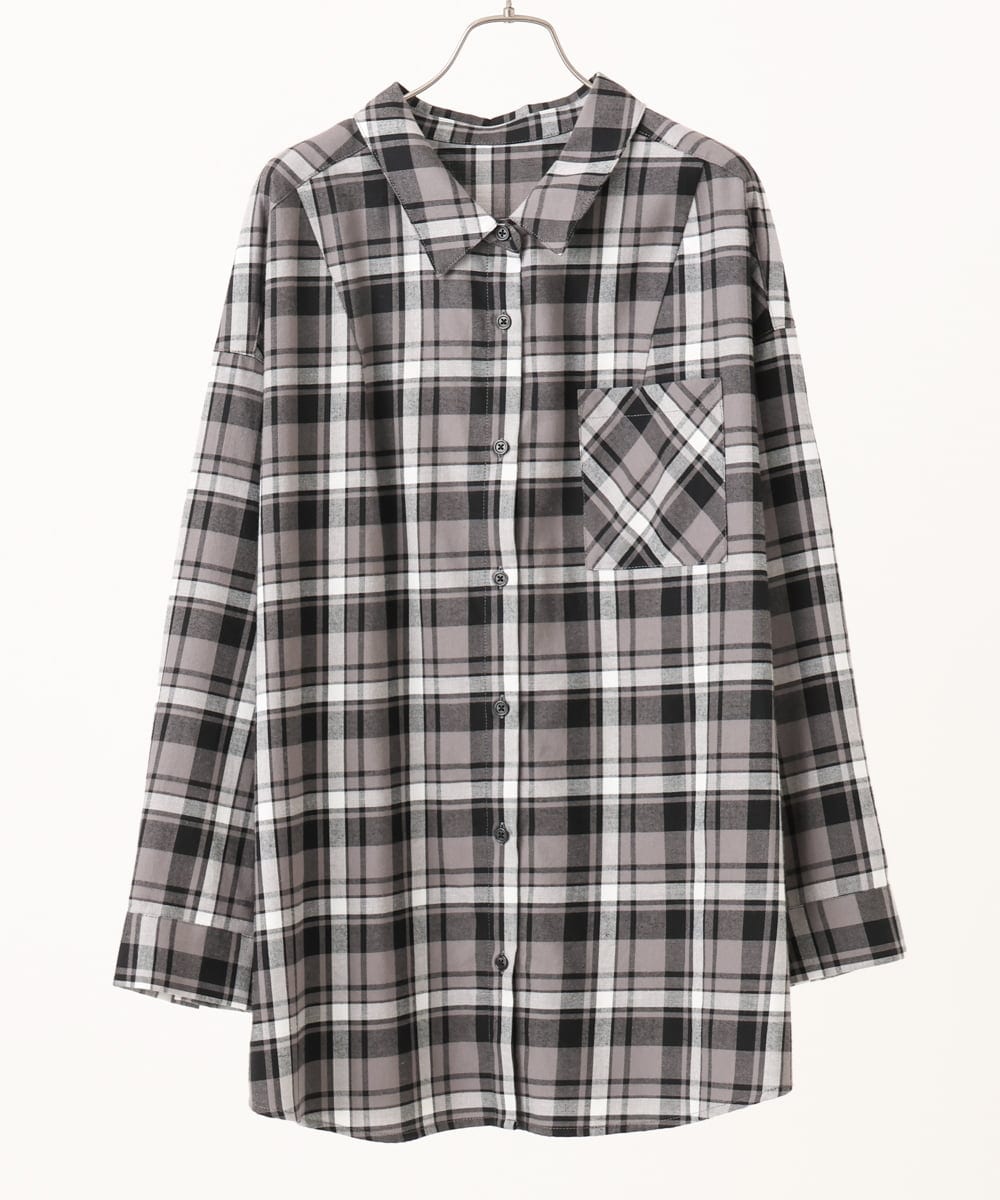 OLBLA13099 eur3(エウルキューブ) 【大きいサイズ】チェック柄ネルシャツ ブラック(94)