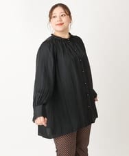 OLBLS08089 eur3(エウルキューブ) 【大きいサイズ/11号サイズあり】タックギャザーブラウス ブラック(94)（WEB限定カラー）