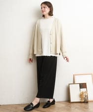 OLCDD03099 eur3(エウルキューブ) 【大きいサイズ/洗える】カーブヘムボクシーカーディガン アイボリー(80)