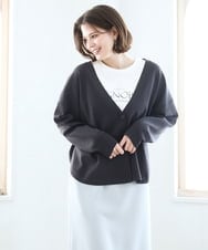 OLCDD03099 eur3(エウルキューブ) 【大きいサイズ/洗える】カーブヘムボクシーカーディガン ダークグレー(93)