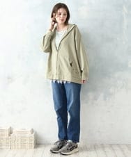 OLCDD04099 eur3(エウルキューブ) 【大きいサイズ】ねこプリントパーカー カーキ