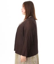 OLCFD06089 eur3(エウルキューブ) 【大きいサイズ】鹿の子8分袖カーディガン ダークグレー