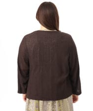 OLCFD06089 eur3(エウルキューブ) 【大きいサイズ】鹿の子8分袖カーディガン ダークグレー