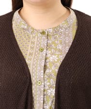 OLCFD06089 eur3(エウルキューブ) 【大きいサイズ】鹿の子8分袖カーディガン ダークグレー