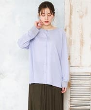 OLCFD10089 eur3(エウルキューブ) 【大きいサイズ】クルーネックラメカーディガン ライトブルー