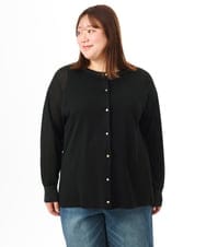 OLCFD10089 eur3(エウルキューブ) 【大きいサイズ】クルーネックラメカーディガン ブラック