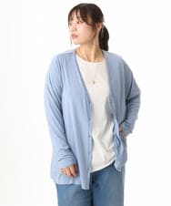 OLCGD14089 eur3(エウルキューブ) 【大きいサイズ/接触冷感/UVカット】Aライン長袖カーディガン ライトブルー