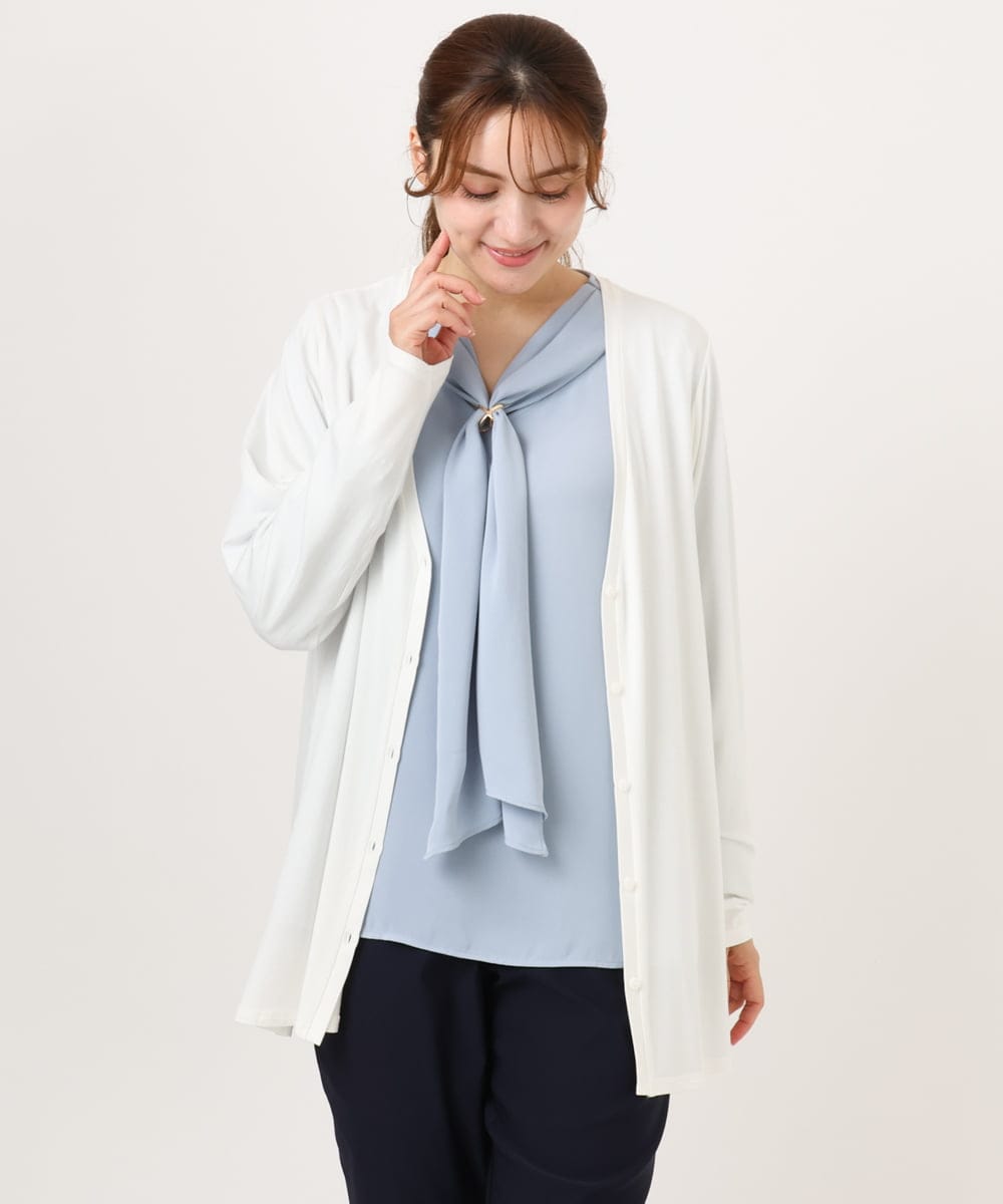 OLCGD14089 eur3(エウルキューブ) 【大きいサイズ/接触冷感/UVカット】Aライン長袖カーディガン ホワイト