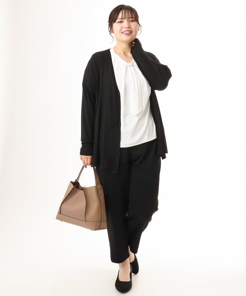 OLCGD14089 eur3(エウルキューブ) 【大きいサイズ/接触冷感/UVカット】Aライン長袖カーディガン ブラック