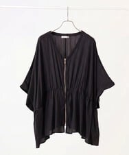 OLCJD01099 eur3(エウルキューブ) 【大きいサイズ/LAVEANGE×eur3】フロントファスナーシア―ブルゾン ブラック