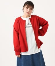 OLCKA04099 eur3(エウルキューブ) 【大きいサイズ】ジップカーディガン レッド(05)