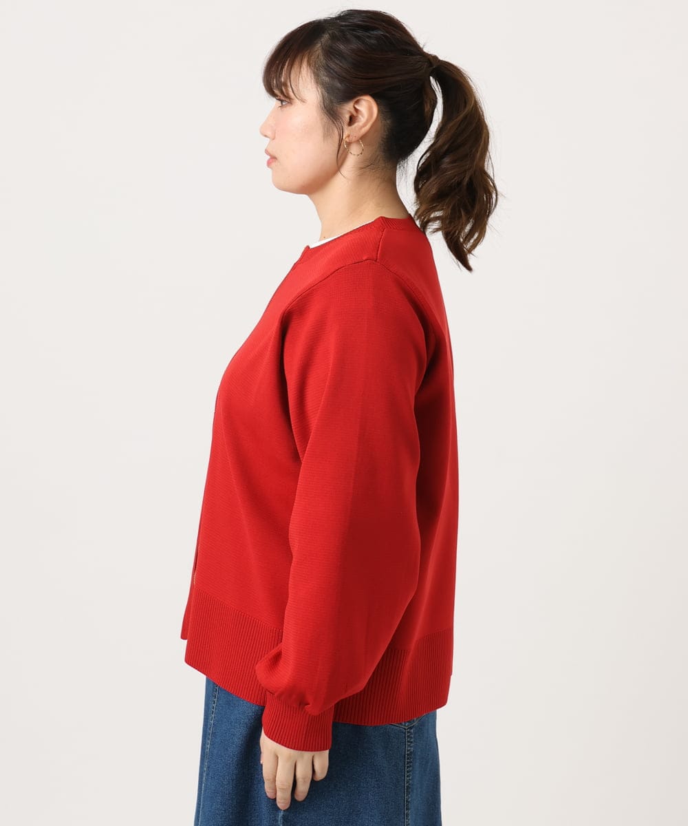 OLCKA04099 eur3(エウルキューブ) 【大きいサイズ】ジップカーディガン レッド(05)