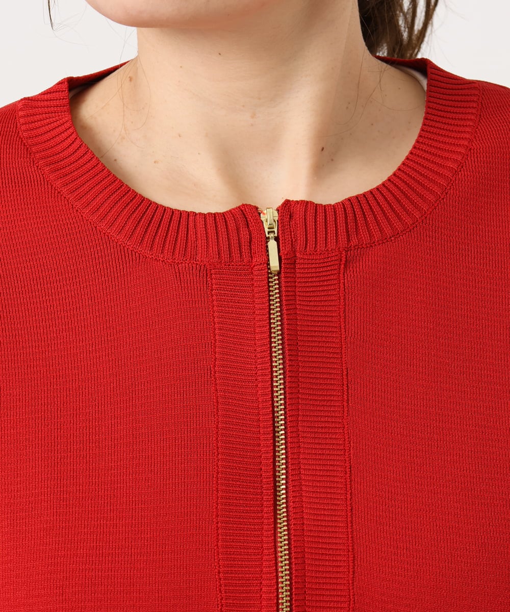 OLCKA04099 eur3(エウルキューブ) 【大きいサイズ】ジップカーディガン レッド(05)