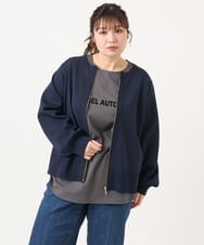 OLCKA04099 eur3(エウルキューブ) 【大きいサイズ】ジップカーディガン ネイビー(57)