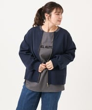 OLCKA04099 eur3(エウルキューブ) 【大きいサイズ】ジップカーディガン ネイビー(57)