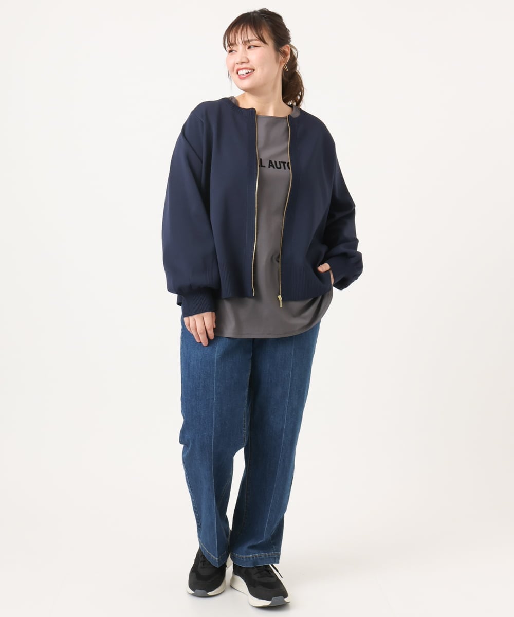 OLCKA04099 eur3(エウルキューブ) 【大きいサイズ】ジップカーディガン ネイビー(57)